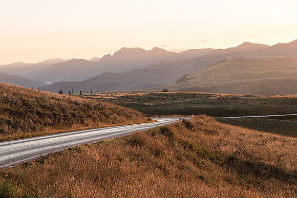 Mountain Road  Morning Yellowstone