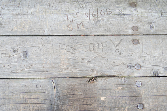 Wood Bench Graffiti